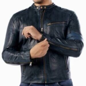 Jild New Leather Inn Real Leather Jacket / Cafe Racer Genuine Lambskin Leather